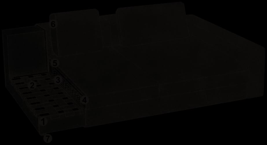 Cross-section of the Parma upholstery, numbered as in the list