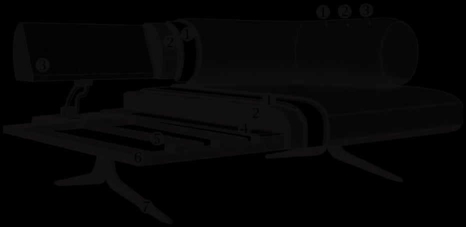 Cross-section of the Valena upholstery, numbered as in the list