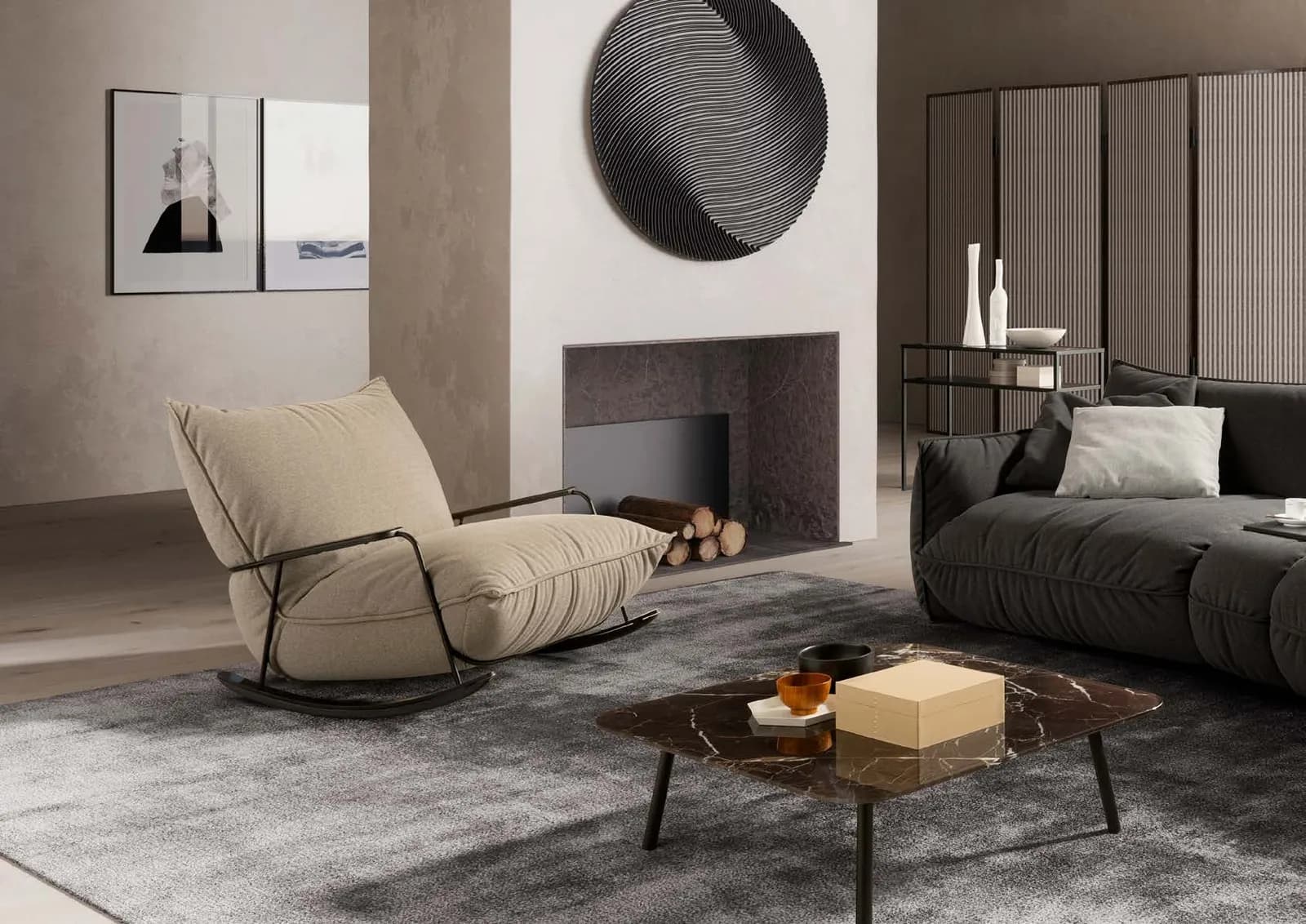 Fluffy rocking chair by designwerk, shown as Fluffy rocking armchair