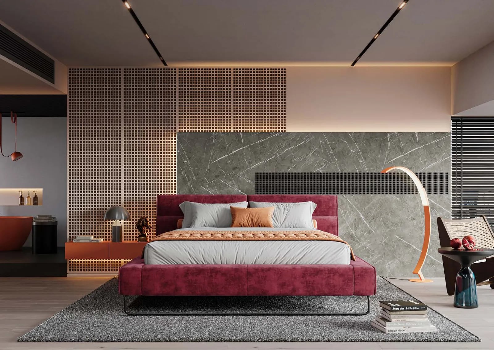 Pantheon bed by designwerk, shown as Pantheon upholstered bed