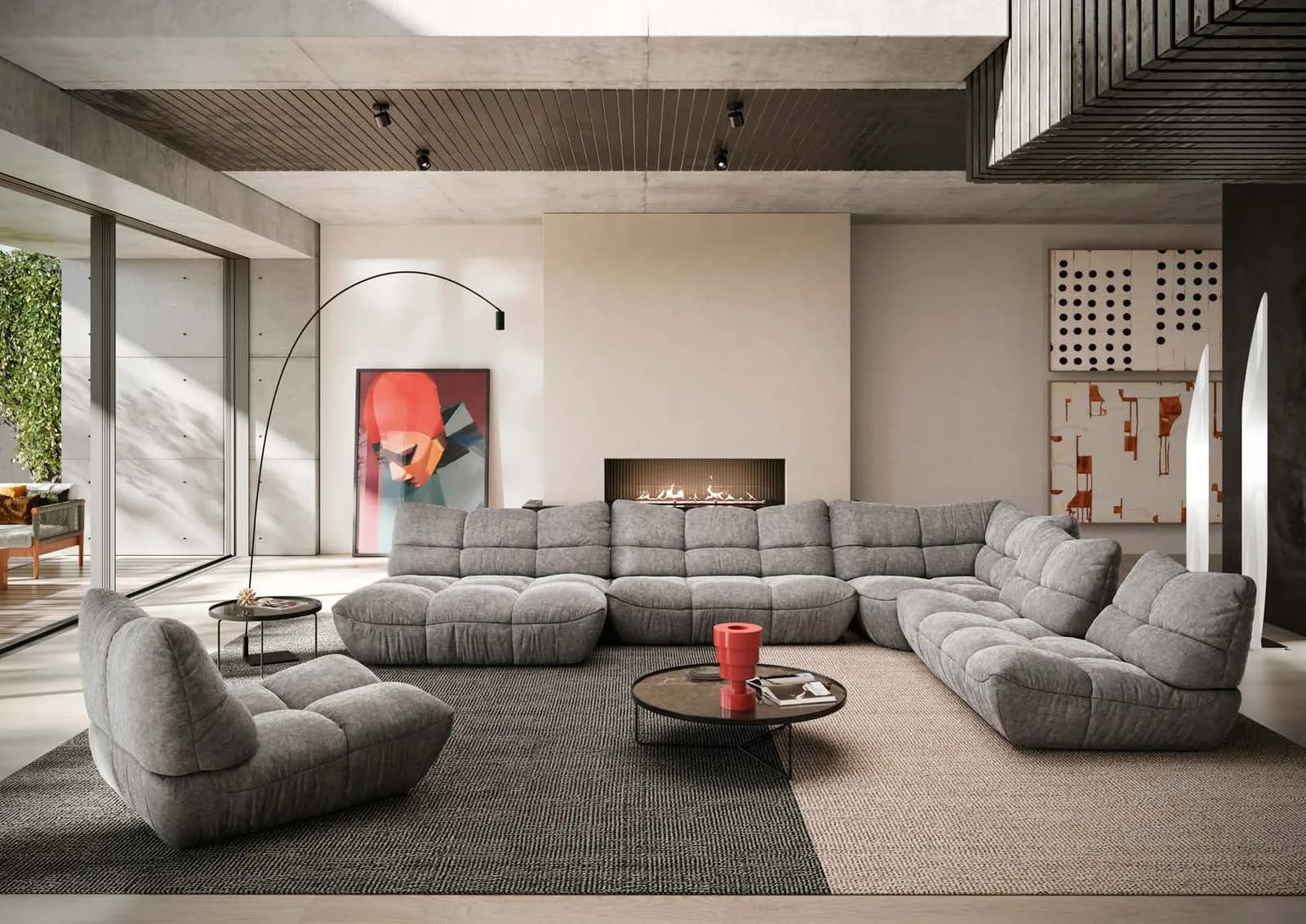 Passion by designwerk, shown as Passion REC + 2-sofa + trapeze corner + 3-sofa + armchair