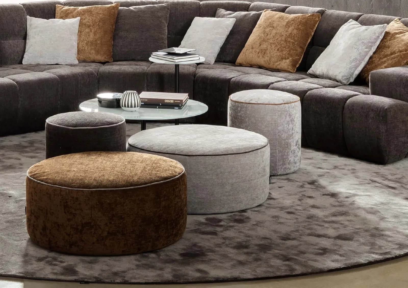 Rondo by designwerk, shown as Rondo Stool Mini + Stool Maxi