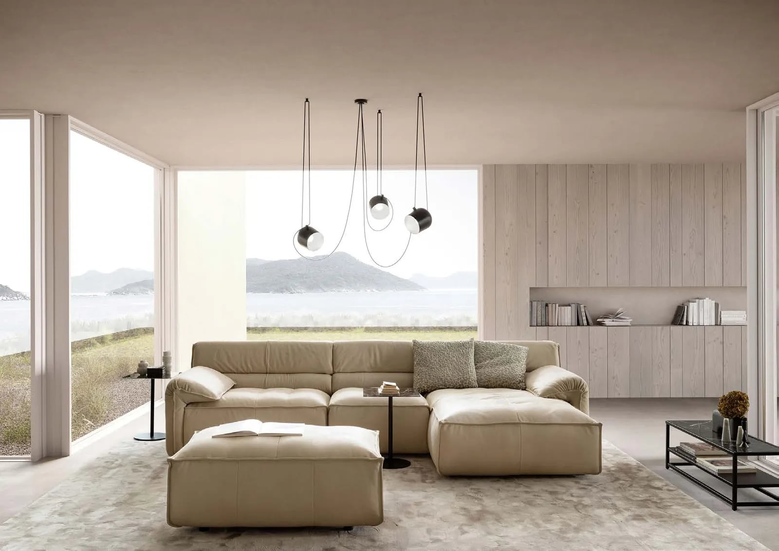 Vola by designwerk, shown as Vola element 105 armrest left + element 70 + REC armrest right + megastool
