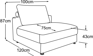 Element 100 deep, drawn to scale with dimensions