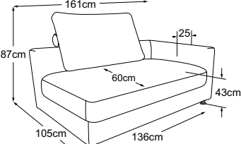 Element 140 armrest right, drawn to scale with dimensions