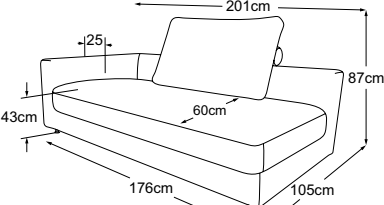 Element 180 armrest left, drawn to scale with dimensions