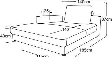 REC armrest left, drawn to scale with dimensions
