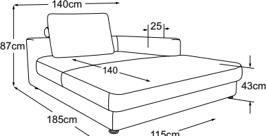 REC armrest right, drawn to scale with dimensions