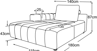 REC PS armrest left, drawn to scale with dimensions