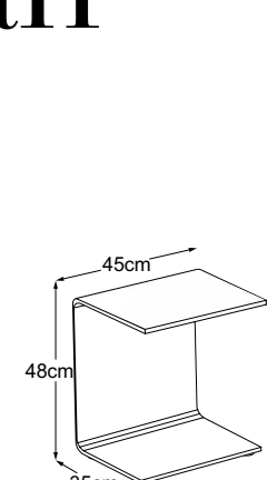 C-Table, 58 × 48 cm, 45 cm high, drawn to scale with dimensions
