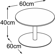 Center Leg 40, top Ø 60 cm, drawn to scale with dimensions
