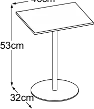 Center Leg 53, top 46 × 32 cm, drawn to scale with dimensions