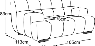 Loveseat, drawn to scale with dimensions