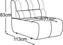 Element 70 without armrest incl. 1 MBA, drawn to scale with dimensions