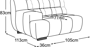 Element 105 armrest left incl. 1 MBA, drawn to scale with dimensions
