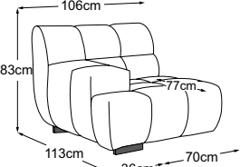 Element 70 armrest left, drawn to scale with dimensions
