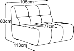 Element 105 without armrest, drawn to scale with dimensions