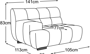Element 105 armrest left, drawn to scale with dimensions
