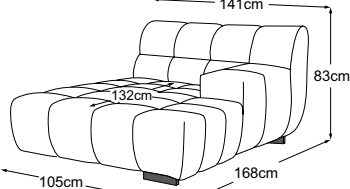 REC armrest right, drawn to scale with dimensions