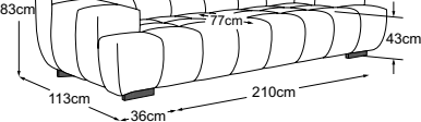 Element 105 armrest left + element 105 armrest right, drawn to scale with dimensions