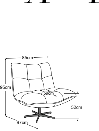 Cloudie armchair, drawn to scale with dimensions