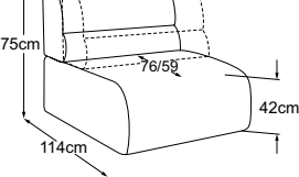 Element 70 without armrest incl. MBA, drawn to scale with dimensions