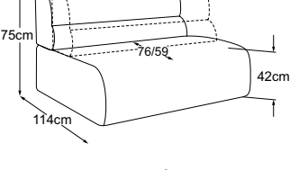 Element 105 without armrest incl. MBA, drawn to scale with dimensions