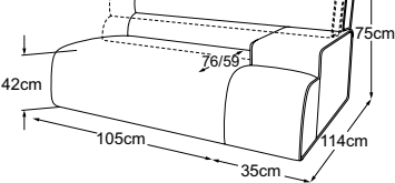 Element 105 armrest right incl. MBA, drawn to scale with dimensions
