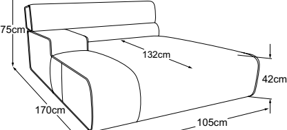 REC armrest left, drawn to scale with dimensions