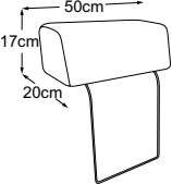 Headrest, drawn to scale with dimensions