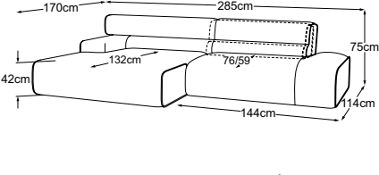 REC armrest left + 2HT right incl. MBA, drawn to scale with dimensions