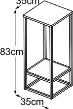 Console high, 35 × 35 cm, 83 cm high, drawn to scale with dimensions