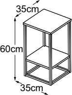 Console small, 35 × 35 cm, 60 cm high, drawn to scale with dimensions