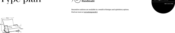 Fluffy rocking armchair, drawn to scale with dimensions