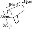 Headrest, drawn to scale with dimensions