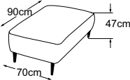 Stool, drawn to scale with dimensions