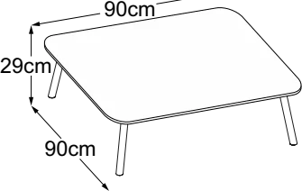 Four Leg 29, top 90 × 90 cm, drawn to scale with dimensions