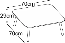 Four Leg 29, top 70 × 70 cm, drawn to scale with dimensions