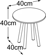 Four Leg 40, top Ø 40 cm, drawn to scale with dimensions