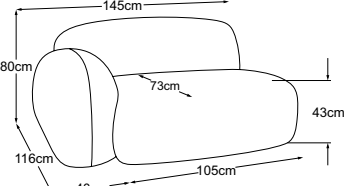 Element 105 armrest left, drawn to scale with dimensions