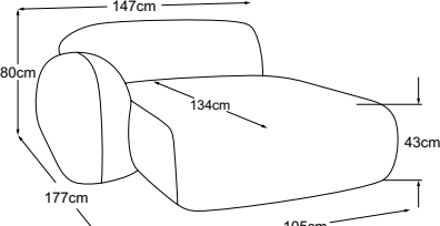 REC armrest right, drawn to scale with dimensions