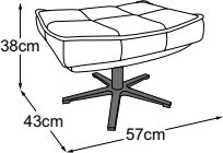Jules stool, drawn to scale with dimensions