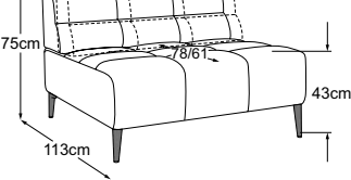 Element 105 without armrest incl. MBA, drawn to scale with dimensions