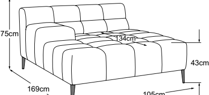 REC armrest left, drawn to scale with dimensions