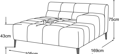 REC armrest right, drawn to scale with dimensions