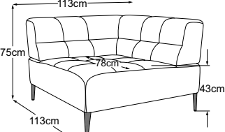 Corner, drawn to scale with dimensions