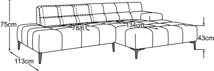 2HT left (incl. MBA) + REC armrest right, drawn to scale with dimensions