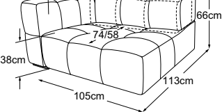 Element 105 armrest left incl. MBA, drawn to scale with dimensions