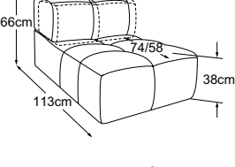 Element 70 without armrest incl. MBA, drawn to scale with dimensions