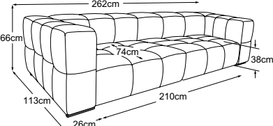 Megasofa, drawn to scale with dimensions
